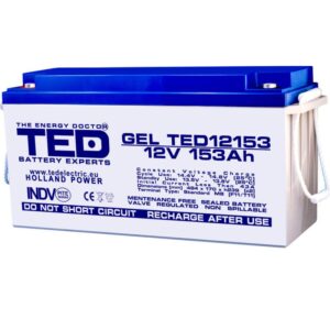 Acumulator Gel pentru UPS sau panouri fotovoltaice TED 12V 153Ah VRLA TED12153 Deep Cycle