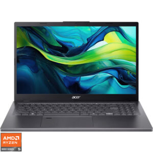 Laptop Acer 15.6'' Aspire 15 A15-61M, FHD IPS, Procesor AMD Ryzen™ 5 8640HS (16M Cache, up to 4.90 GHz), 16GB DDR5, 512GB SSD, AMD Radeon 760M, No OS, Steel Gray