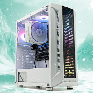 PC Gaming ZMEU Alb Winter Edition, AMD Ryzen 5 PRO 8600G, 32GB DDR5, 1TB SSD, Radeon 760M with Ryzen AI, Iluminare RGB