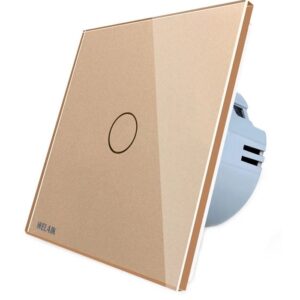 Intrerupator simplu cu touch Welaik panou din sticla A1911CG, gold
