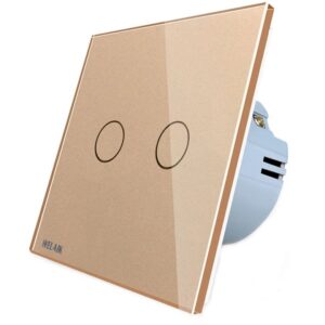 Intrerupator dublu cu touch Welaik panou din sticla A1921CG, gold