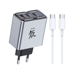 Incarcator retea ZTE Nubia DAO 80W GaN, cablu inclus 100W, 3 porturi USB, Compatibil smartphone, laptop USB Type-C