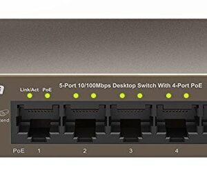 PoE Switch 5 Porturi 10/100M (4 porturi PoE), carcasa metal TENDA (TEF1105P)