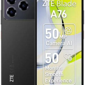 Smartphone ZTE Blade A76, 128GB, 4GB, Dual SIM, 4G, Tri-Camera, Carbon Black