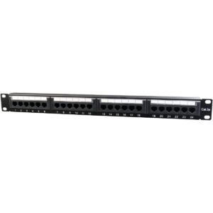 Accesoriu Retea 19 patch panel 24 port 1U cat.5e with rear cable management black