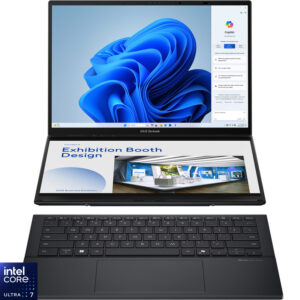 Laptop ASUS 14'' Zenbook Duo OLED UX8406CA, FHD+ 120Hz Touch, Procesor Intel® Core™ Ultra 7 255H (24M Cache, up to 5.10 GHz), 32GB LPDDR5X, 1TB SSD, Intel Arc 140T, Win 11 Pro, Inkwell Gray