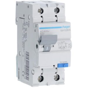 Disjunctor diferential 1P+N 20A/30mA curba B tip AC 4.5kA Hager AD820J