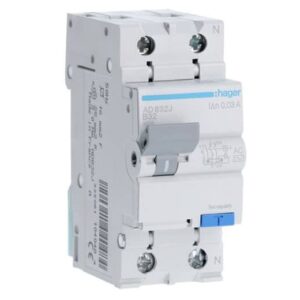 Disjunctor diferential RCBO 1P+N 32A/30mA curba B tip AC 4.5kA Hager AD832J