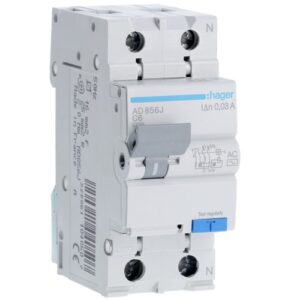 Disjunctor diferential RCBO 1P+N 6A/30mA curba C tip AC 4.5kA Hager AD856J