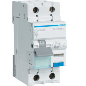 Disjunctor cu protectie diferentiala RCBO 1P+N 10A/30mA 6kA curba C tip A Hager ADA960D