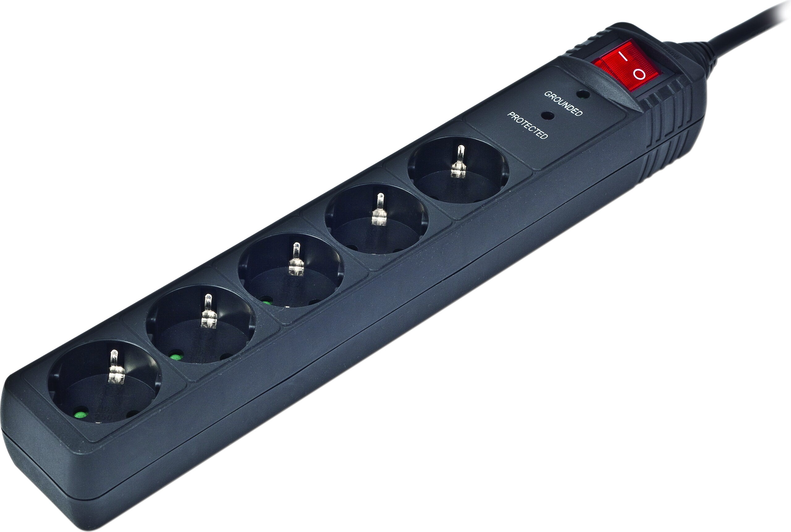 Prelungitor 5 prize cu protectie, incarcare max.16A cu siguranta, LED-uri de impamantare si autodiagnoza, buton ON/OFF, din plastic rezistent la caldura, protectie fluctuatii de curent si copii, lungime cablu: 4.5m, Negru, GEMBIRD (SPG5-C-15)