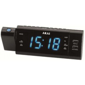 Radio ceas Akai ACR-3888, proiectie, incarcator telefon USB, negru