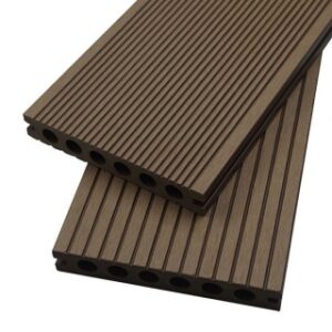 Decking compozit WPC culoare cafeniu cu gauri rotunde 2850x140x21.5 mm EXTDEC-COF110