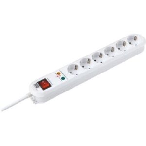 Prelungitor Bachmann, 6 prize, impamantare, protectie supratensiune (6.5kA/16A/3680W), protectie copii, intrerupator, 1.5 metri, B381.2501KR