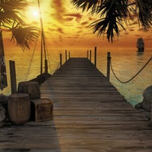 Fototapet Komar model exotic hartie semilavabil cod 8-918 maro/portocaliu 368 X 254 cm 8 piese