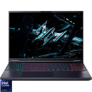 Laptop Acer Gaming 16'' Predator Helios Neo 16 AI PHN16-73, WQXGA IPS 180Hz, Procesor Intel® Core™ Ultra 7 255HX (30M Cache, up to 5.20 GHz), 16GB DDR5, 1TB SSD, GeForce RTX 5060 8GB, No OS, Abyssal Black