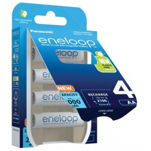 Set 4 acumulatori AA Ni-MH (R6) 2000mA 2100 cicluri Eneloop BK-3MCDE/4CP NEW ECO Plastic Free (4/80) BBB