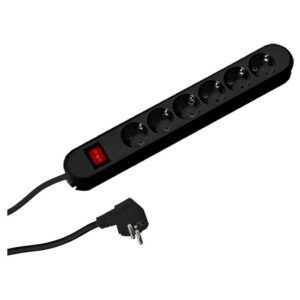 Prelungitor Bachmann SMART 6xCEE7/3 PC, cu intrerupator, lungime cablu 3 m, H05VV-F 3G1.5, NEGRU, demontabil BM-381.151K