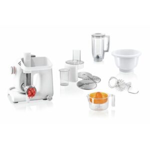 Robot de bucatarie Bosch MUM5 MUM58258, 1000 W, 7 viteze + Pulse, bol 3.9 l, Alb-Argintiu