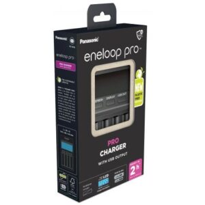 Incarcator profesional pentru acumulatori AA R6 / AAA R3 Ni-MH Eneloop BQ-CC65E LCD / USB