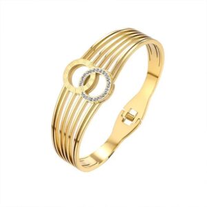 Bratara Golddies otel inoxidabil cu zirconiu si cifre romane