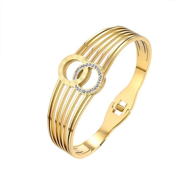 Bratara Golddies otel inoxidabil cu zirconiu si cifre romane