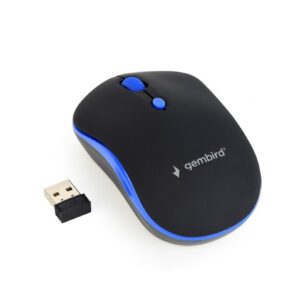 MOUSE GEMBIRD, PC sau NB, wireless, 2.4GHz, optic, 1600 dpi, butoane/scroll 4/1, , negru / albastru, "MUSW-4B-03-B" (timbru verde 0.18 lei)