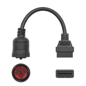 Cablu Adaptor Auto pentru Diagnoza Camion J1939 9-pin la standard OBD2 16-pin femela, Compatibil Mercedes, Volvo, Scania, MAN, Iveco, Renault