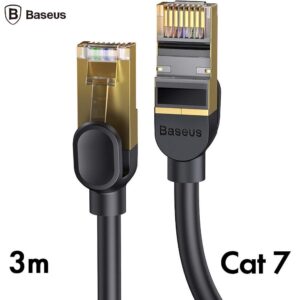 Cablu de retea rapid Rj45 Cat. 7 10 Gbps 3m, subtire, negru, producator Baseus