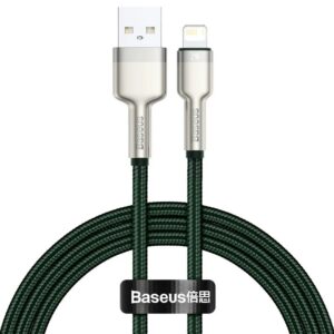 CABLU alimentare si date Baseus Cafule Metal, Fast Charging DataCable pt. smartphone, USB la Lightning Iphone 2.4A, braided, 2m,verde 'CALJK-B06'