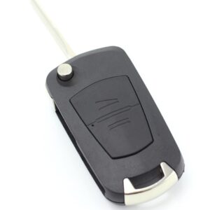 Carcasa cheie auto Techstar, compatibila Opel Astra, Corsa, Vectra, Meriva, tip briceag, cu 2 butoane, lama pe stanga, culoare neagra