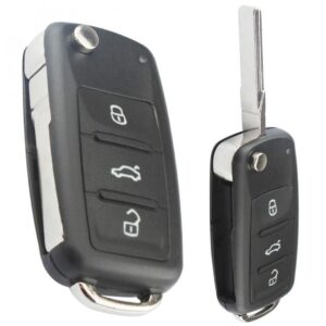 Carcasa cheie auto Techstar tip briceag cu 3 butoane pentru Volkswagen – model pliabil, carcasa nedetasabila