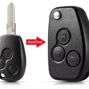 Carcasa cheie auto Techstar, transformatoare tip briceag, cu 3 butoane si lama VAC102, compatibila Dacia Logan, Renault Trafic – aftermarket