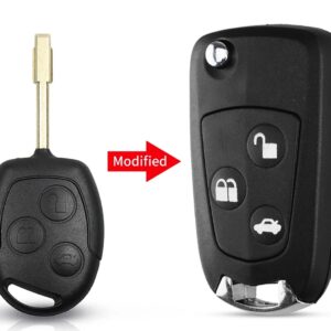 Carcasa cheie auto transformatoare tip briceag, Techstar, compatibila cu Ford Mondeo, Focus, Fiesta, 3 butoane modificat