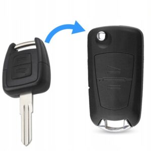 Carcasa cheie transformatoare Techstar, upgrade la cheie tip briceag (flip), 2 butoane, lama HU46, compatibila Opel Astra G, Vectra B, Zafira A, Corsa C