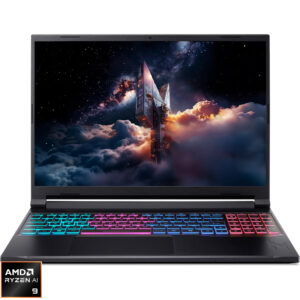 Laptop Acer Gaming 16'' Nitro V 16S AI ANV16S-61, WQXGA IPS 180Hz, Procesor AMD Ryzen™ AI 9 365 (24M Cache, up to 5.0 GHz), 32GB DDR5, 1TB SSD, GeForce RTX 5070 8GB, No OS, Black
