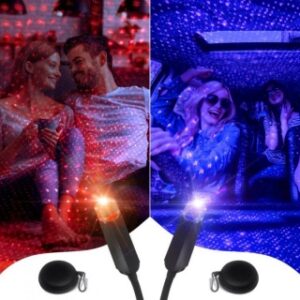 Set doua proiectoare luminoase de stelute rosii si violet  tip usb  cu gentute de transport tip breloc  STAR-PROJ