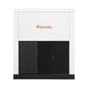 Centrala pe peleti Fornello Eco Energy 40 kW echipata cu automatizare afisaj digital arzator fonta curatare mecania a drumurilor de fum buncar peleti integrat 100 kg