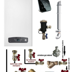 Centrala termica pe gaz in condensare Ariston CARES S 30 kW clasa A LCD model nou Salus IT500 wifi termostat ambient cu control prin internet filtru antimagnetita si pachet instalare