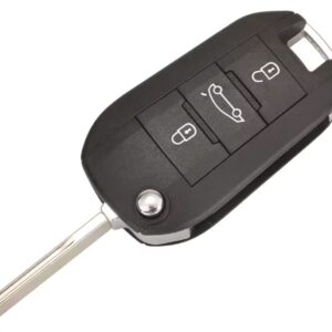 Cheie auto completa si programabila Techstar, compatibila cu Citroen Peugeot, 3 butoane, 433MHz, chip ID46 PCF7941, lama HU83