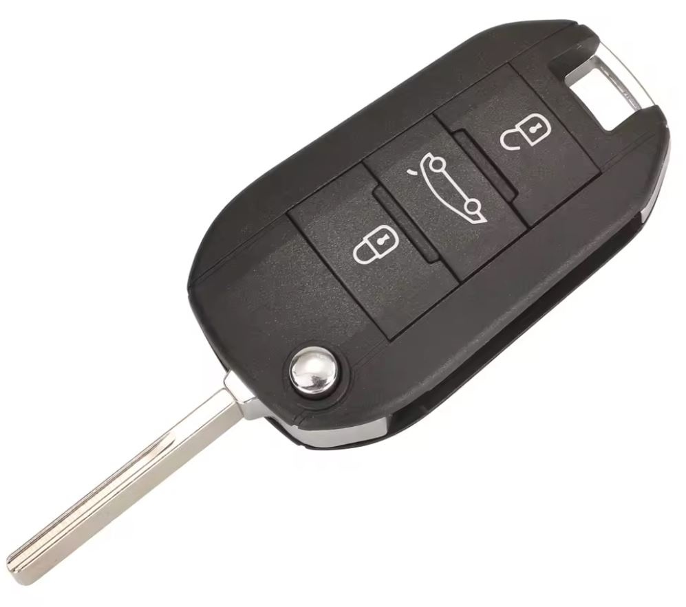 Cheie auto completa si programabila Techstar, compatibila cu Citroen Peugeot, 3 butoane, 433MHz, chip ID46 PCF7941, lama HU83