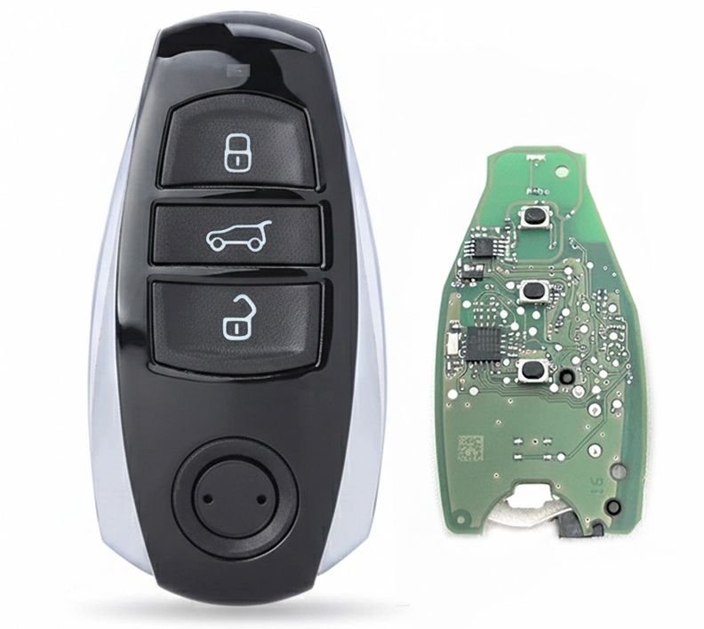 Cheie auto completa Techstar pentru VW Touareg, cu 3 butoane, programabila 434 MHz, cip 4A, echivalent OE 7P6959754