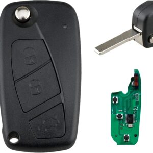 Cheie Auto Programabila Completa 433MHz, cu 3 butoane, compatibila Fiat Qubo, Fiorino, Doblo, Punto, Citroen Nemo, Peugeot Bipper – cip ID46/PCF7946, sistem Delphi