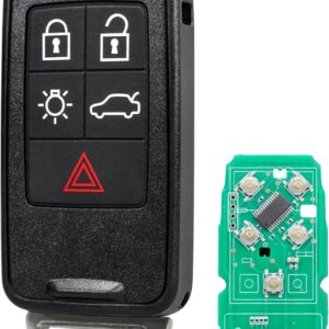 Cheie Auto Programabila Completa 433MHz, Techstar, cu 5 butoane si Cip ID46, Compatibila Volvo S60, V60, V70, XC60, XC70, S80, V40, FCCID: KR55WK49264, cu electronica si lama netaiata