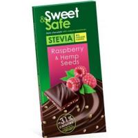 Ciocolata amaruie sem. de canepa&zmeura ind. stevie 90gr sweet&safe 90gr SLY NUTRITIA