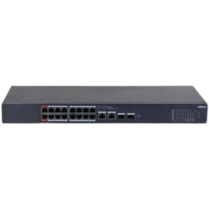Switch Gigabit 16 porturi Dahua CS4218-16ET-135, 16xRJ45 PoE, 2 combo uplink RJ-45 + SFP 1 Gbps, PoE Watchdog
