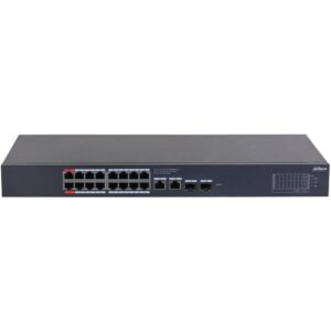 Switch PoE 16 porturi Gigabit Dahua CS4220-16GT-240, Cloud management, 16xPoE, 2 uplink, 2 SFP, Hi-PoE red port