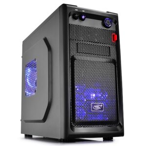 CARCASA DEEPCOOL  mATX Mini-Tower, 2* 120mm BLUE LED fan (incluse), front audio & 1x USB 3.0, 1x USB 2.0, black 'SMARTER LED'