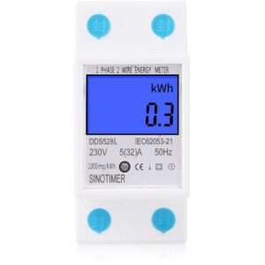 Contor monofazat de energie electrica, Sinotimer, 230V AC 50Hz 5(32)A, ecran digital LED iluminat, DDS528L