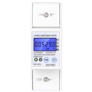 Contor monofazat de energie electrica, Sinotimer, 230V AC 50Hz, 5(80)A, ecran digital LED iluminat, DDS529MR